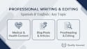 write and edit articles on any topic in spanish or english