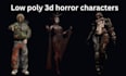 create creepy ps1 ps2 psx low poly 3d horror character rig and animation
