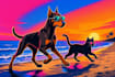 whimsical beach animals illustration
