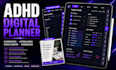design adhd digital planner goodnotes hyperlinked planner and canva ebook