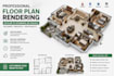 create a realistic 3d floor plan rendering for your house