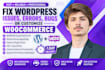 fix woocommerce errors, plugin conflicts, and checkout bugs