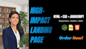 create a responsive landing page using HTML CSS javascript