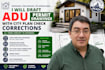draft adu permit drawings with city plan check corrections