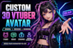 do 3d vtuber avatar model, vtuber model, vr character design in blender