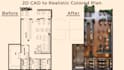 render realistic 2d colored floor plan from your cad drawing