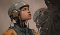 create epic sci fi space art, futuristic characters and galaxy scenes