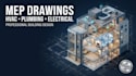create hvac plumbing and electrical mep drawing
