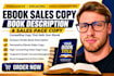 write high converting ebook sales copy, book description, ebook sales page
