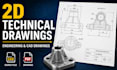 create 2d technical drawing, engineering drawings and cad drawings