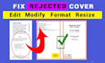 fix rejected KDP book cover, resize and format cover for amazon publishing