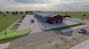 construct industrial building,warehouse site plan visualization,archviz suburban