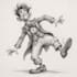 draw black and white  cartoon sketch