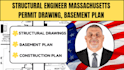 structural engineer massachusetts permit drawing, basement construction plan