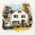 watercolor house art in unique