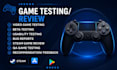 test new game tester beta testing video pc game user testing, steam app reviews