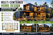 design a modern shipping container home with floor plan and 3d rendering