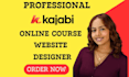 build lms educational website online course, using thinkific, podia, kajabi