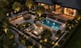 design backyard landscape, patio terrace, pool, deck and 3d garden rendering