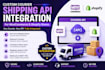 integrate any courier shipping API with woocommerce, shopify