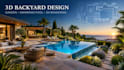 design 3d landscape, backyard, garden, swimming pool and 3d rendering