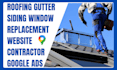 design roofing gutter siding window replacement website contractor google ads