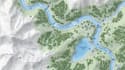create river map, hiking map, trail map, recreational map, outdoor adventure map
