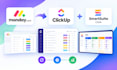 migrate monday to clickup, setup clickup workspace, smartsuite crm database