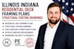 illinois indiana residential deck framing plans structural footing drawings