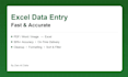 do excel data entry, pdf to excel and spreadsheet cleanup