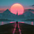 create 80s retro, synthwave cover art
