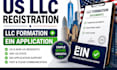 help with US llc registration, formation and ein application