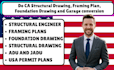 do ca structural drawing, framing plan, foundation drawing and garage conversion