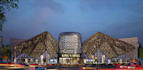 develop cgi commercial mall,shopping hub design, biomimetic retail facade render