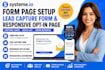 systeme io form page setup, lead capture form and responsive opt in page