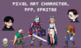 create pixel art character, sprite sheet, pixel animation, pfp, overworld sprite
