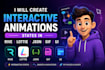 create interactive animations states in rive character, lottie, json, gif, ui