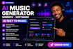 develop ai music generator website, software music website, ai text to music