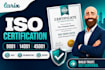 provide iso 9001, 14001, 45001 certification, audit and documentation