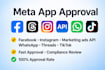 get for facebook, instagram, whatsapp, threads, ad API permissions approval