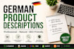 write professional german product descriptions for your online store