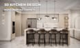 design a 3d kitchen interior, layout, and ikea cabinets