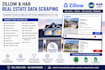 scrape zillow and har real estate property data by zip code