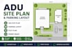 design adu site plan, parking layout, plot plan permit drawings