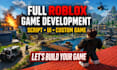 full roblox game development, custom scripting, build roblox map, game ui design