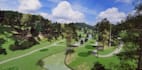 create 3d mini golf course design, golf simulator, fairway, landscape rendering