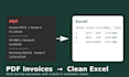 extract data from PDF invoices into clean excel