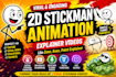 create funny 2d stickman animation and paint style cartoon shorts