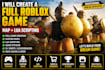 create a full roblox game, map and lua scripting
