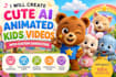 create cute ai animated kids videos with custom characters